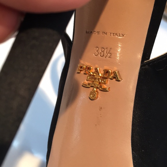 Prada Black Satin Slingback Platforms - Picture 6 of 8